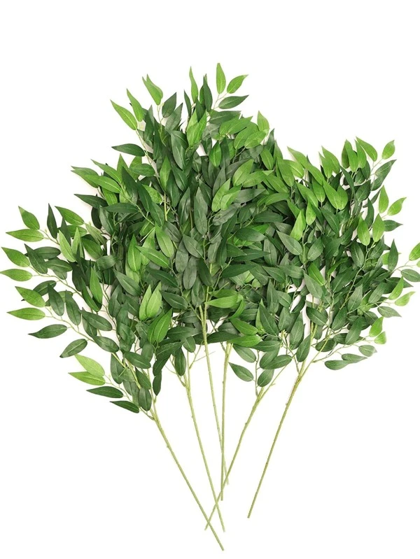 1 Peça Haste Verde Plantas Artificiais Folhas De Árvore De Ficus Falsas Sprays De Vegetação Pendurados Para Buquê De Casamento, Arco, Centro De Mesa E Decoração De Casa