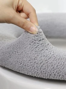 1pc Polyester Toilet Seat Cover, Modern Cloud Embroidered Toilet Seat Cover For Home - Light Grey - View 6