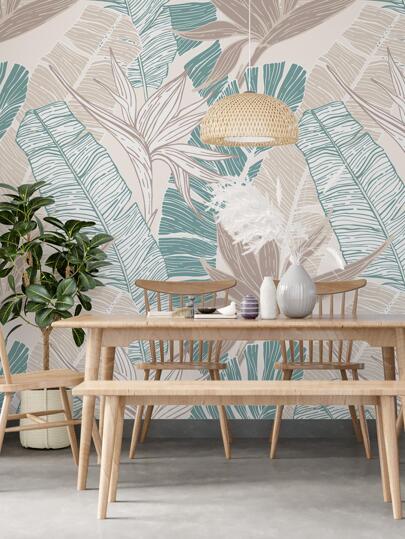 SUPSTICKER 3pcs/Set Watercolor Tropical Banana Leaf Thick Peel And Stick Wallpaper, Waterproof, Easy To Install And Clean, Suitable For Walls, Furniture, Cabinets, 15.75*47.24inch/94.48inch/141.73inch
