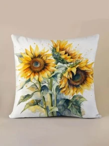 Sunflower Print Cushion Cover Without Filler - Multicolor - View 3