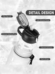 1 szt. 1000 ml/33,82 uncji Gradientowa butelka na wodę z przypomnieniem o piciu, wygodna do noszenia i niezbędna podczas aktywności sportowych