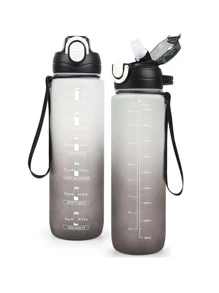 1 szt. 1000 ml/33,82 uncji Gradientowa butelka na wodę z przypomnieniem o piciu, wygodna do noszenia i niezbędna podczas aktywności sportowych