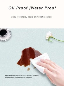 1 Khăn trải bàn màu xanh da trời, Khăn trải bàn hình chữ nhật chống nước tối giản cho bàn - Màu xanh nhạt - Xem 4