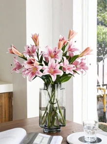 1 件/3 件/6 件，28.4 英寸/72 厘米，人造花，人造百合花真实触感假花，假植物，浪漫简约粉红百合，人造单茎多头百合花，适用于春季家居装饰、办公室装饰、节日礼物、婚礼、派对、家庭聚会、花园装饰、节日装饰、母亲节、情人节、装饰、周年纪念装饰、春季装饰、情人节、复活节礼物 - 彩色 - 查看 2