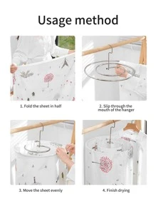 1pc Solid Color Hanging Bed Sheet Drying Rack - Silver - View 6