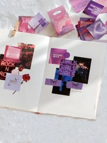 1包混合图案贴纸 返校贴纸 剪贴簿用品 趣味贴纸 笔记本电脑贴纸 Kindle手机贴纸 - 紫色 - 查看 3