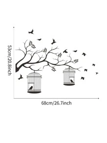1 miếng dán tường PVC, miếng dán tường họa tiết chim và lồng chim dùng để trang trí tường nhà, hình dán, miếng dán tường, miếng dán vinyl dùng để trang trí nhà cửa, vật dụng trang trí mùa xuân làm mới ngôi nhà của bạn, miếng dán trang trí Rama quà tặng sinh nhật tốt nghiệp - màu đen - Xem 6