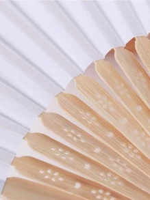 1pc Plain Folding Fan Birthday - White - View 3