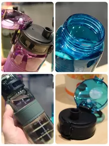 1 pieza Botella de agua portátil de plástico de 500ml, botella de agua deportiva moderna y transparente para exteriores - Morado - Ver 6