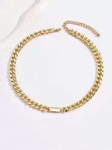 1pc Gold Color Hip-hop Necklace Personalized Versatile Minimalist Chain Collarbone Necklace - Gold - View 2