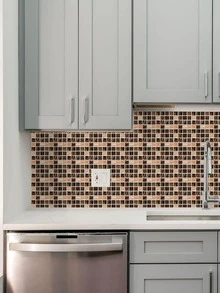 10pcs/set PVC Wall Paper, Modern Mosaic Pattern Wall Tile Sticker For Home - Multicolor - View 7