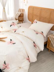 3入組花卉印花被套套裝帶1入組2入組無填充物枕套臥室現代柔軟被套套裝 - 彩色 - 查看 6