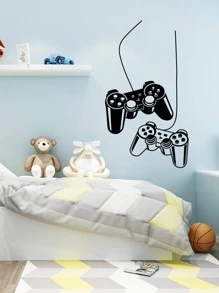 1 PVC Decal Dán Tường, Tay Cầm Chơi Game Hoa Văn Dán Tường Cho Trang Trí Tường Nhà - màu đen - Xem 2