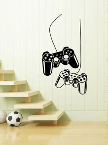 1 PVC Decal Dán Tường, Tay Cầm Chơi Game Hoa Văn Dán Tường Cho Trang Trí Tường Nhà - màu đen - Xem 3