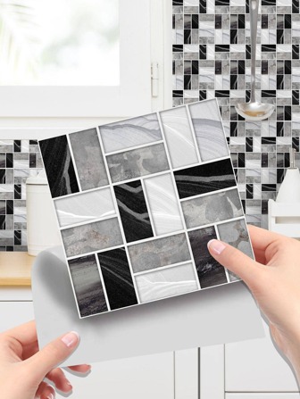 10 件/套 PVC 墙纸，现代马赛克图案墙砖贴纸，家居装修贴纸剥离墙板，墙纸，壁纸，春季装饰品让您的家焕然一新，节日装饰贴纸礼物生日毕业