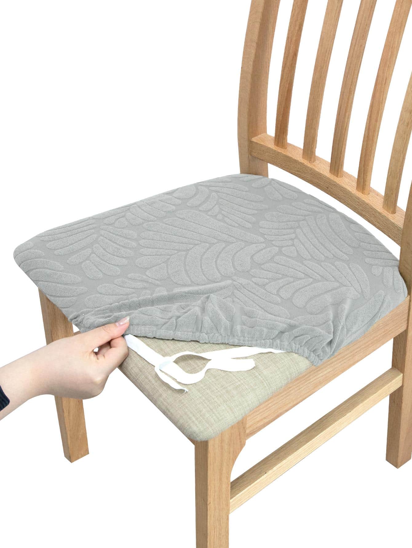 1 Đồng Bằng Lá Dạ Nỉ Co Giãn Ghế Bọc Ghế, Polyester Hiện Đại Ghế Ăn Ghế Cho Gia Đình - Màu Xám nhạt - Xem 1