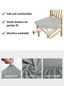 1 Đồng Bằng Lá Dạ Nỉ Co Giãn Ghế Bọc Ghế, Polyester Hiện Đại Ghế Ăn Ghế Cho Gia Đình - Màu Xám nhạt - Xem 5