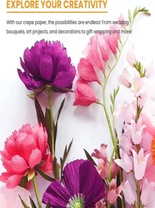 1pc Multicolor Tissue Crepe Paper Streamers Tassel Garland Kit For Christmas Baby Shower Birthday Party Supplies Engagement Wedding Wall Decoration Crafts - Mauve Purple - View 4