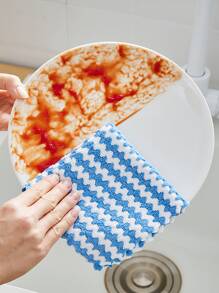 19件装家用波浪纹洗碗布加厚珊瑚绒不粘油洗碗布清洁布单条随机 - 彩色 - 查看 3