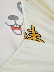 1pc Cartoon Rabbit Print Fitted Sheet, Cute Fabric Fitted Bottom Sheet For Bedroom - Multicolor - View 6