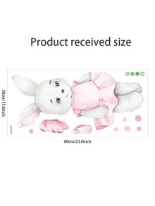 1pc PVC Wall Decal, Modern Rabbit & Butterfly Pattern Wall Sticker For Home Wall Decor - Multicolor - View 4