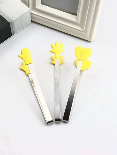 3pcs/6pcs Non-Slip Stainless Steel Food Clip Cute Palm Gloves Heart-Shaped Barbecue Steak Clips Tongs, Restaurant Fruit Salad Clips, Household Bread Clamps, Ice Clips, Coffee Square Sugar Clips, Silicone Ice Cube Tongs Heat Resistant Food Tongs, Kitchen Gadgets And Accessories For Home Cooking