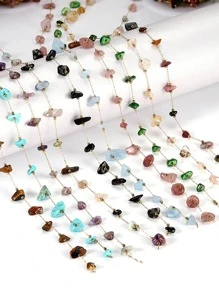 1 件不锈钢石链，多功能不对称珠链，适用于项链手链 DIY - 黑色 - 查看 2