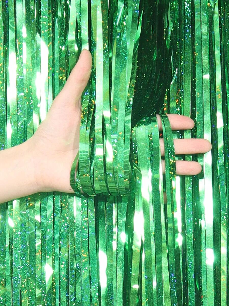 τμχ 1 X 2 M PEVA φούντα κουρτίνα, μινιμαλιστική ολογραφική πράσινη κουρτίνα βροχής για πάρτι - màu xanh lá - Xem 1