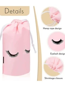 Cái/bộ EVA Túi Bảo Quản Mỹ Phẩm Hiện Đại Họa Tiết Lông Mi Đa Năng Túi Bao Bì Dây Rút Cho Gia Đình - Hồng - Xem 2