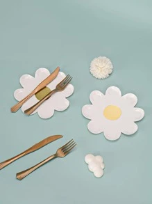 10入組/套花形一次性盤子現代一次性紙盤適合派對、假日