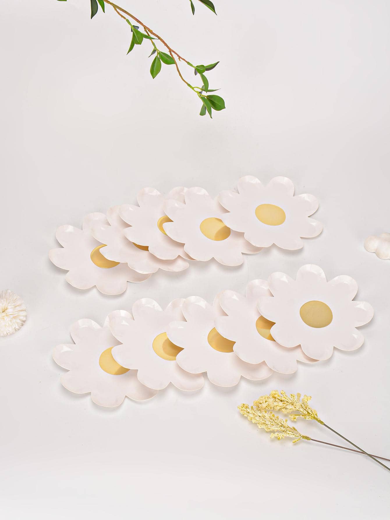 10入組/套花形一次性盤子現代一次性紙盤適合派對、假日