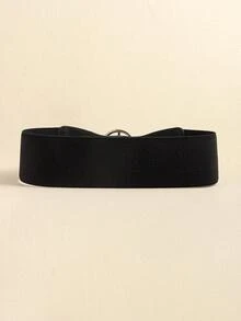 1入組女士圓扣時尚百搭鬆緊腰帶用於服飾裝飾 - 黑色 - 查看 3