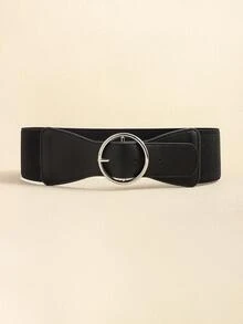1入組女士圓扣時尚百搭鬆緊腰帶用於服飾裝飾 - 黑色 - 查看 2