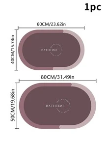 1pc Letter Graphic Non-slip Bath Rug, Modern Letter Graphic Absorb Water Toilet Mat For Bathroom - Pink - View 4