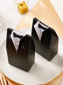 15入組創意黑色燕尾服形狀禮品包裝盒紙質手提式派對禮品包裝盒 - 黑色 - 查看 5