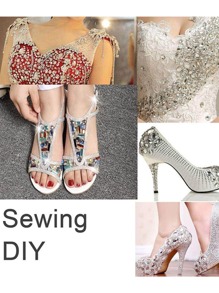 130pcs/Pack Gold-Color Metal Claw Sew On Rhinestones, Mixed Shapes Glass Diamond Gems Sewing Stones, Silver