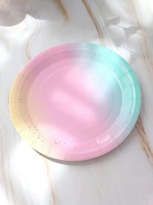 10入組/套漸變色一次性盤子現代派對、假日用一次性紙盤 - 彩色 - 查看 1