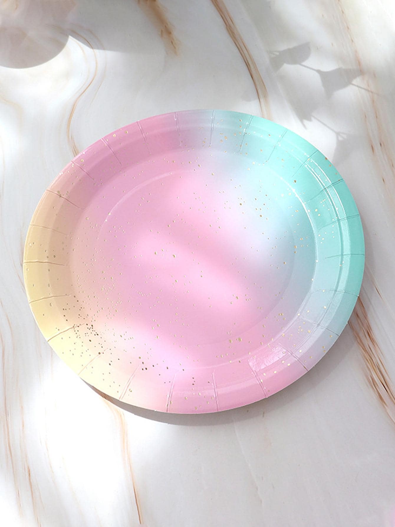 10入組/套漸變色一次性盤子現代派對、假日用一次性紙盤 - 彩色 - 查看 1