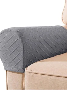 2pcs/set Solid Color Armrest Cover, Minimalist Polyester Anti-slip Sofa Arm Rest Cover For All Season - Dark Grey - View 2