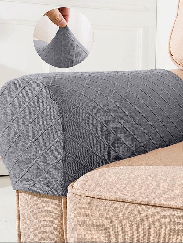 2pcs/set Solid Color Armrest Cover, Minimalist Polyester Antislip Sofa