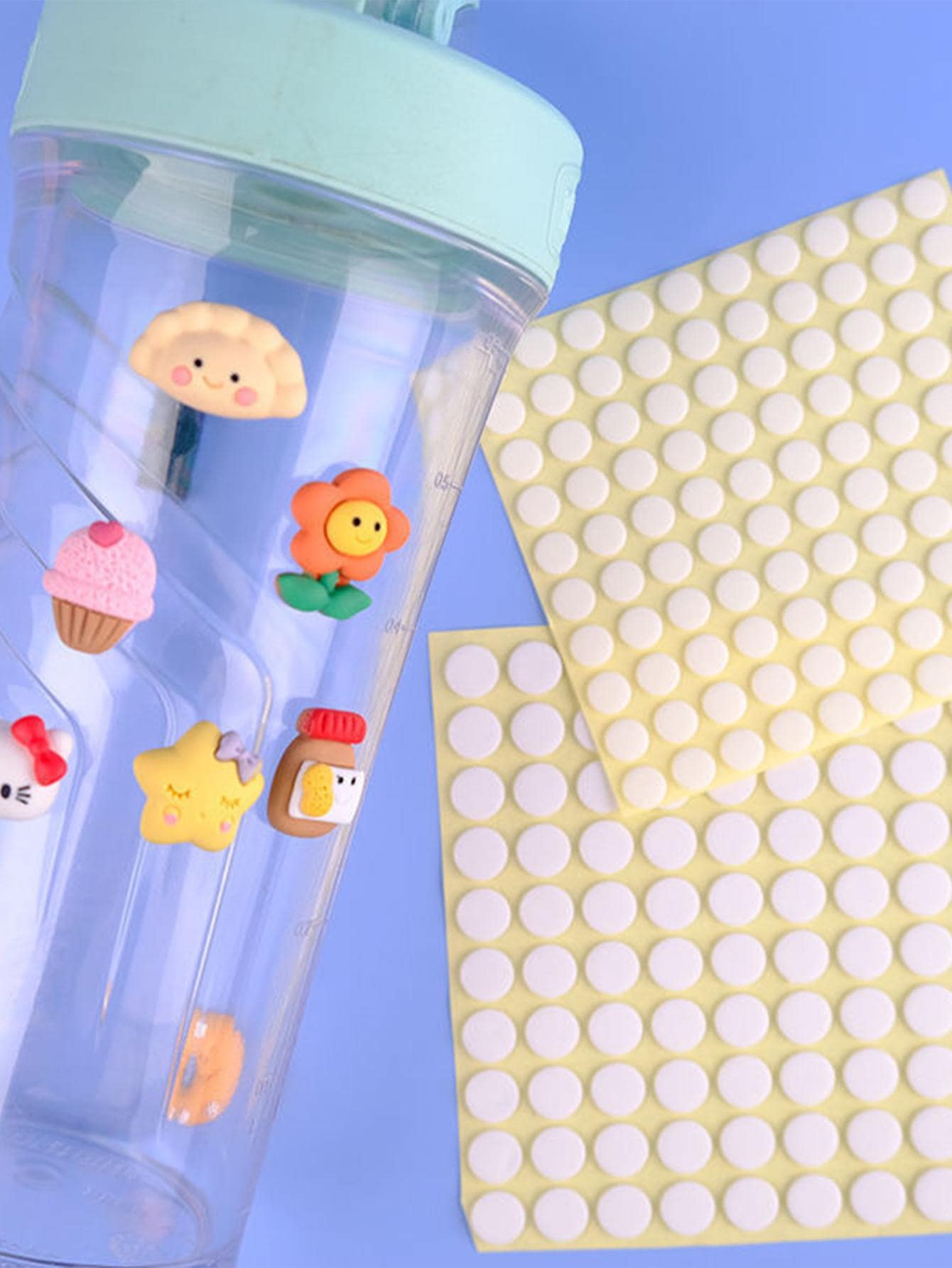 1pc Solid Color Round Glue Tape, Simple Multi-purpose Double Sided Dot Tape For Office, School - Clear - View 1