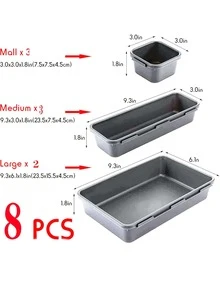 Bộ hộp lưu trữ 8 chiếc - Màu xám đen - Xem 6