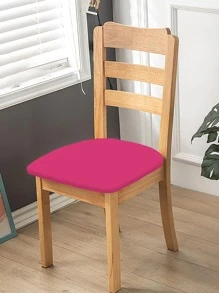 1pc Hot Pink Chair Seat Cover, Simple Polyester Dining Chair Seat Cover For Home - Hot Pink - View 2