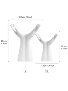 1pc ABS Flower Vase, Creative Hand Design Vase For Flower,Home Decor,Flower Vase,Centerpiece,Table Decor Gifts Birthday Graduation Room Decor Glass Vase - White - View 4