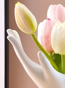 1pc ABS Flower Vase, Creative Hand Design Vase For Flower,Home Decor,Flower Vase,Centerpiece,Table Decor Gifts Birthday Graduation Room Decor Glass Vase - White - View 10