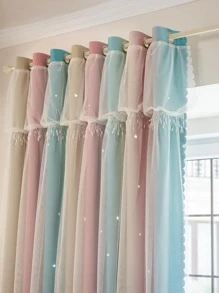 Color Block Single Panel Blackout Curtain