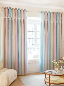 Color Block Single Panel Blackout Curtain