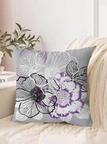 1 τμχ Floral Print Cushion Cover Without Filler, Modern Line Flower Print Διακοσμητικό κάλυμμα μαξιλαριού για κρεβάτι, καναπέ - Nhiều màu - Xem 3