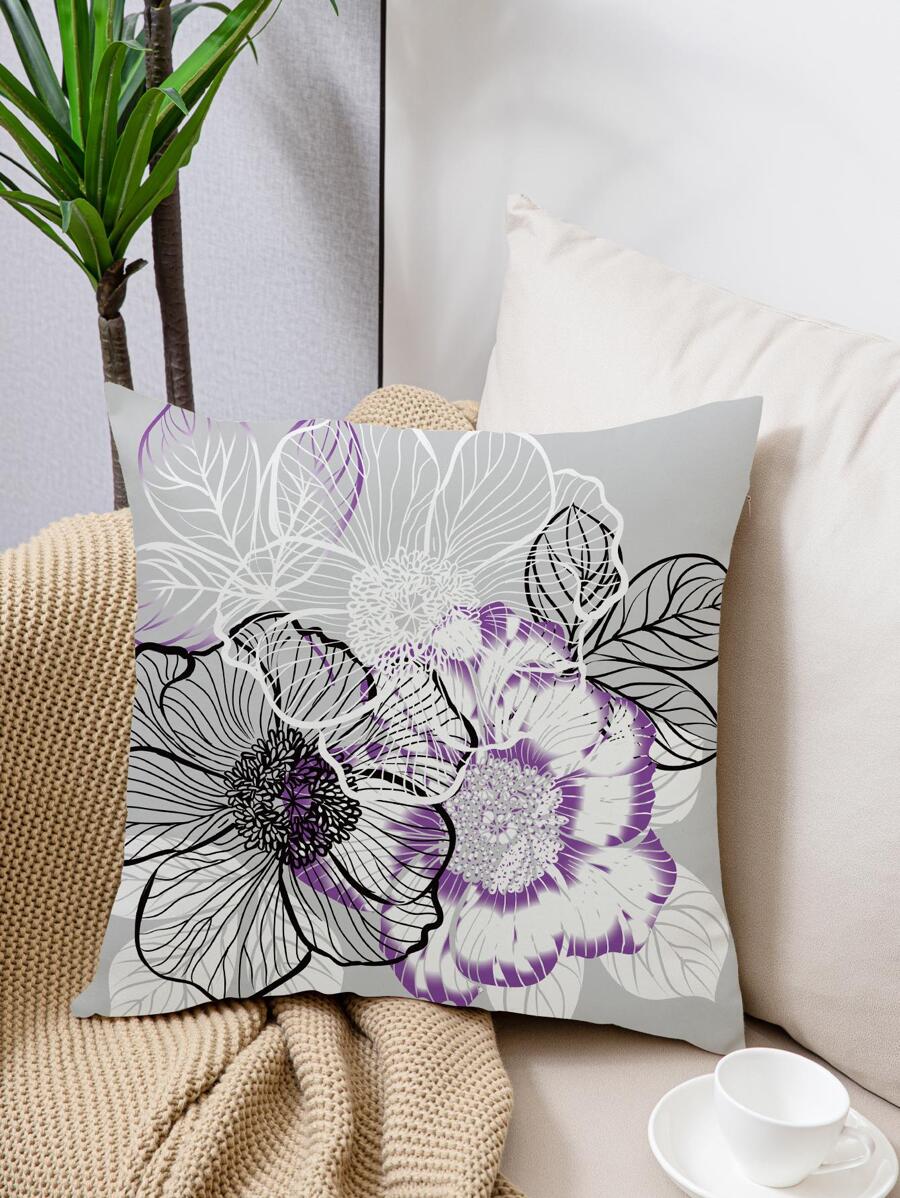 1 τμχ Floral Print Cushion Cover Without Filler, Modern Line Flower Print Διακοσμητικό κάλυμμα μαξιλαριού για κρεβάτι, καναπέ - Nhiều màu - Xem 1
