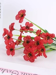 MEHELANY 2pcs Artificial Flower, Simple Red Plastic Fake Flower For Indoor And Outdoor Decoration - Red - View 3